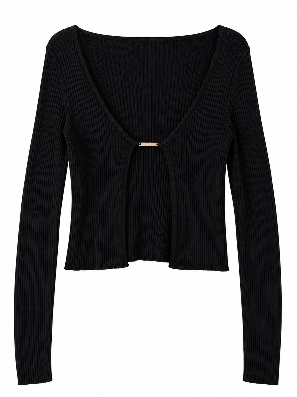 Abercrombie & Fitch Black Ribbed Long Sleeve Crop Cardigan